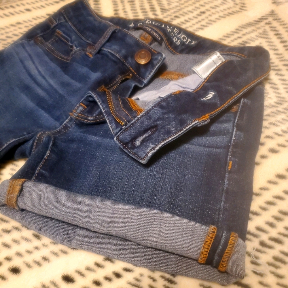 AEO midi denim shorts